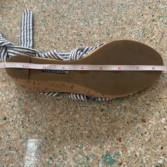 Sperry Top-Sider Striped Seersucker Cork Wedges - Picture 7 of 8